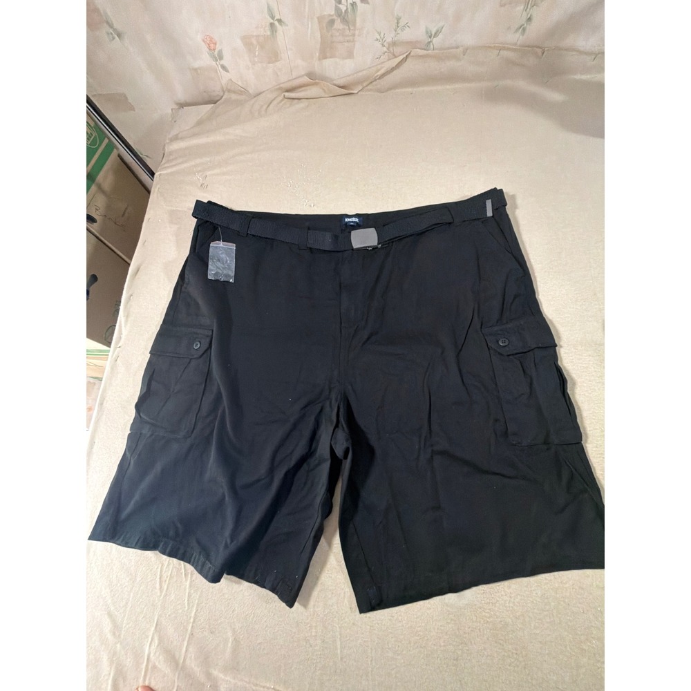 KingSize Mens Black Cargo Shorts 4XL Big 100% Cotton Utility Shorts with Belt